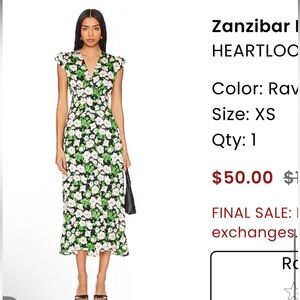 REVOLVE Green and White Floral Midi Dress